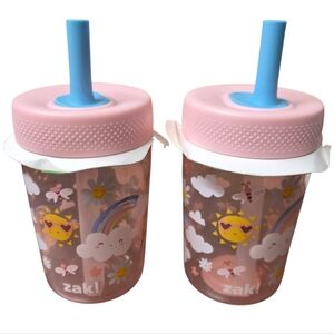 Zak! Kids Straw Cups Pink Sunshine Rainbow – Set of 2